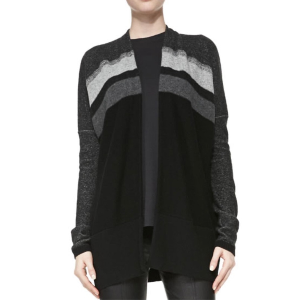 VINCE Wool‎ Cashmere Variegated striped oversized cardigan sweater size XS